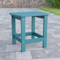 Flash Furniture JJ-T14001-TL-GG Charlestown All-Weather Poly Resin Wood Adirondack Side Table in Teal